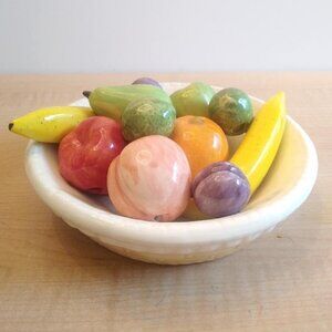 Vintage Ceramic Glazed Pottery Mixed Fruit Bowl Basket